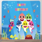 Aperturee - Aperturee Shark Family Sea World Fabric Backdrop Cover for Birthday